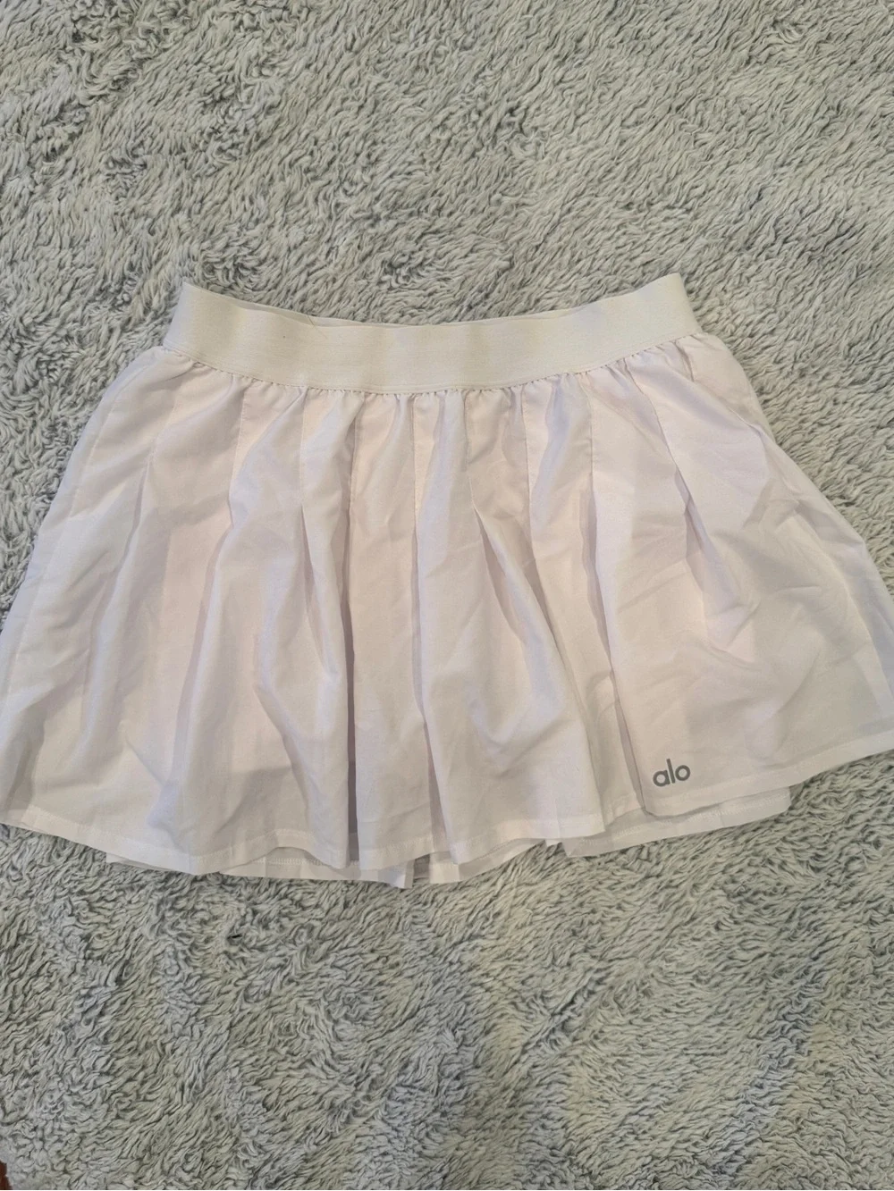 ALO Yoga White Pleated Skater Skirt